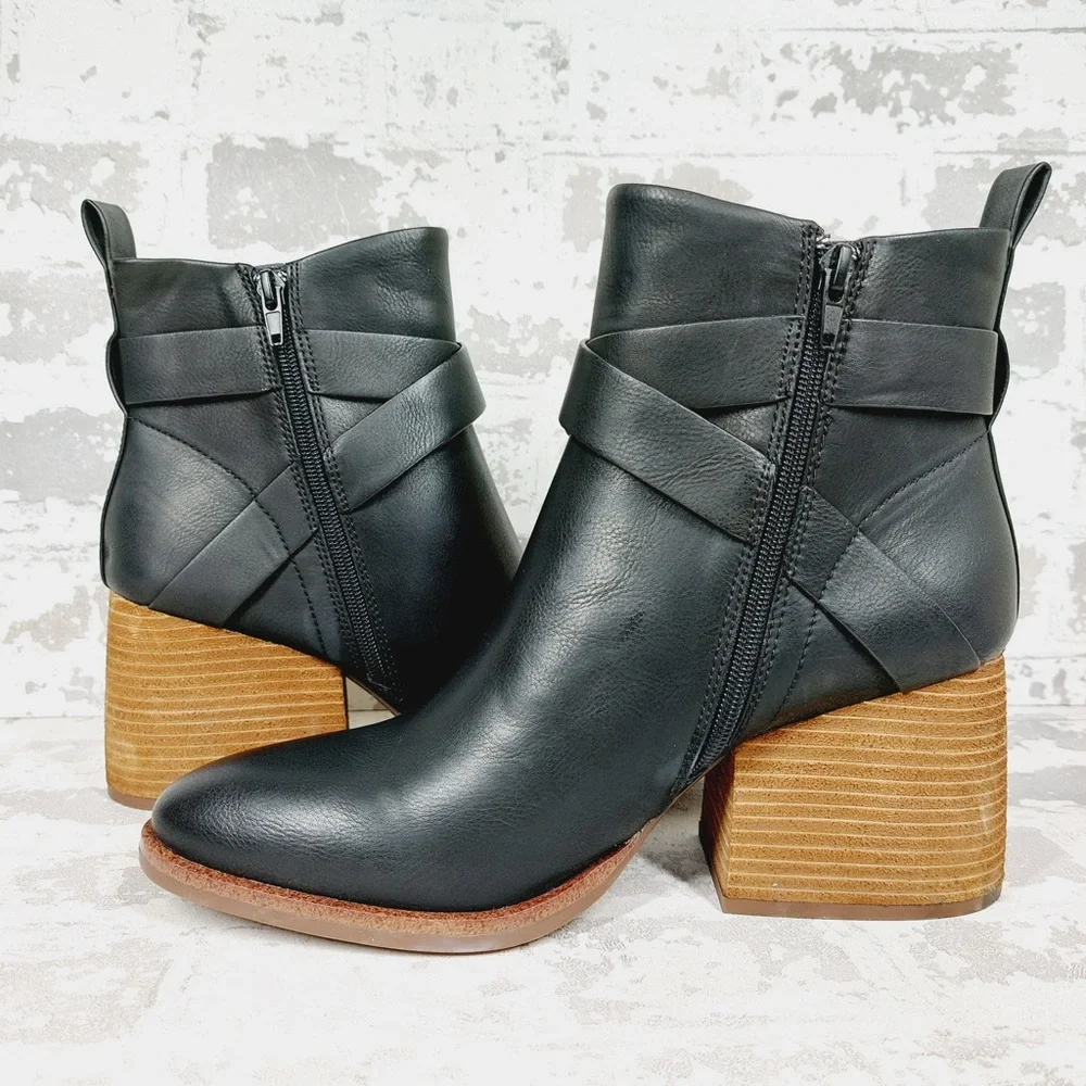 NEW Kork Ease Joelle Black Leather Ankle Boots H787 - Picture 5 of 13